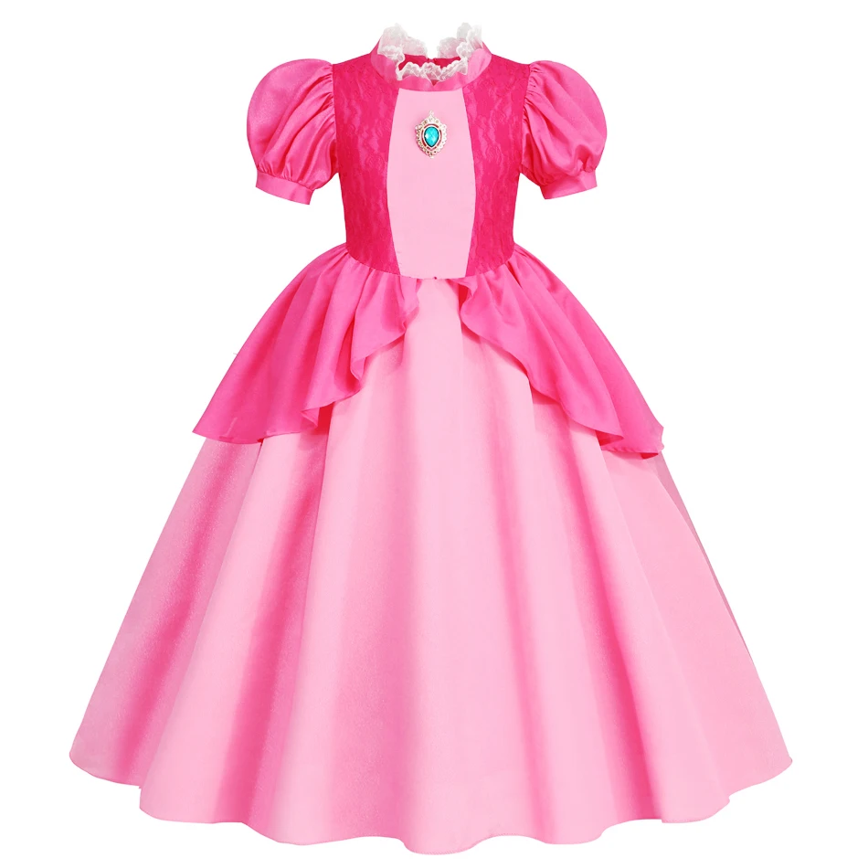 Peach Costume Girl Rosalina Dress Daisy Cosplay Children Birthday Carnival Fancy Party Dresses for Girls