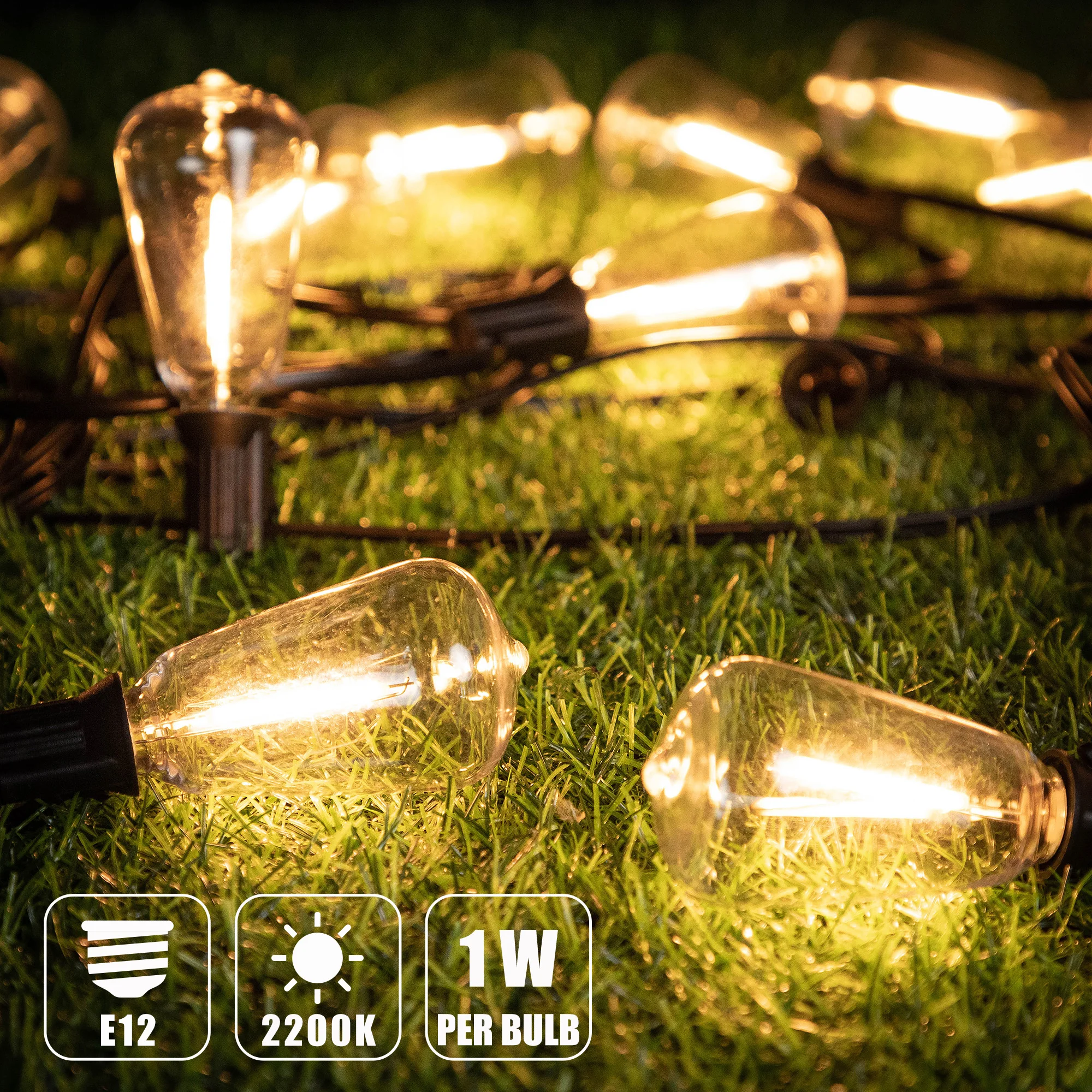 GANRILAND ST38 Garland String Light US EU Plug 220V Outdoor Shatterproof Connectable Plastic Bulb Fairy Light Chian Patio Decor