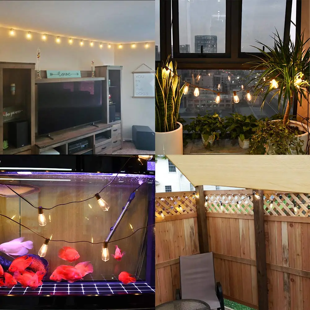 GANRILAND ST38 Garland String Light US EU Plug 220V Outdoor Shatterproof Connectable Plastic Bulb Fairy Light Chian Patio Decor