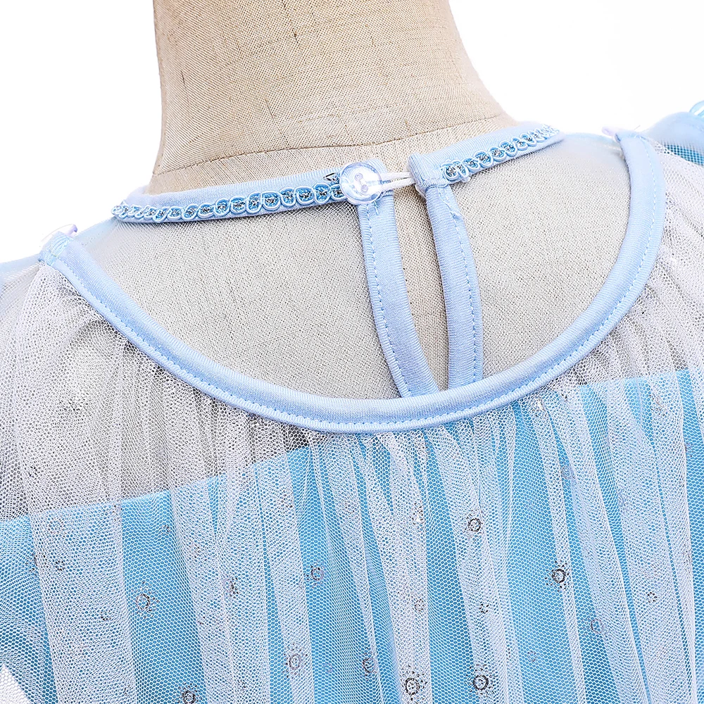 8pcs New Young Girls Frozen Elsa Party Dress Girl 2024 Cosplay Princess Gown Kids Snowflake Ice Fashion Clothes Fluffy Costumes