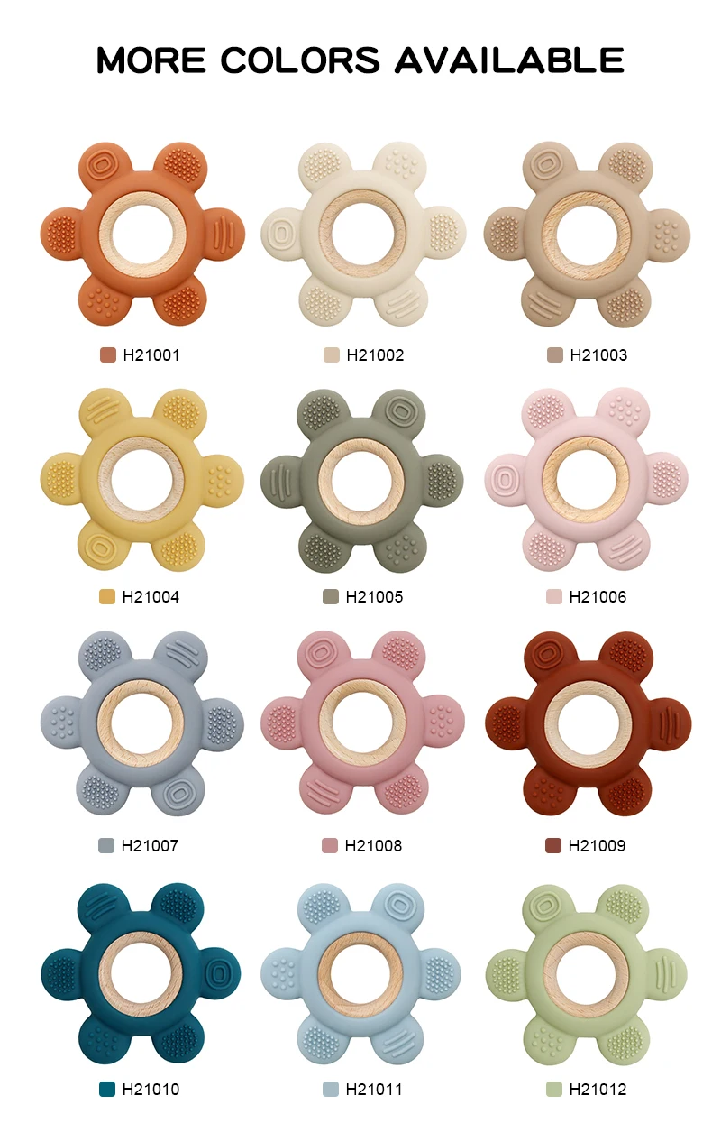 Color Kids 1PC Silicone Teether Toy newborn Rudder Shape Wooden Teether Ring Baby Toys BPA Free Molar Stick Baby Accessories