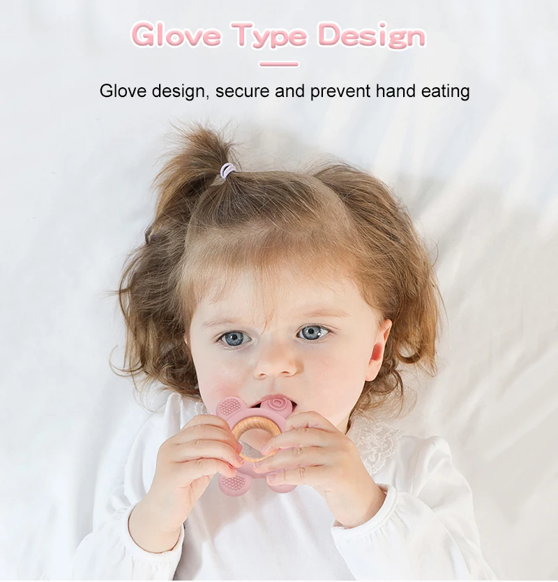 Color Kids 1PC Silicone Teether Toy newborn Rudder Shape Wooden Teether Ring Baby Toys BPA Free Molar Stick Baby Accessories