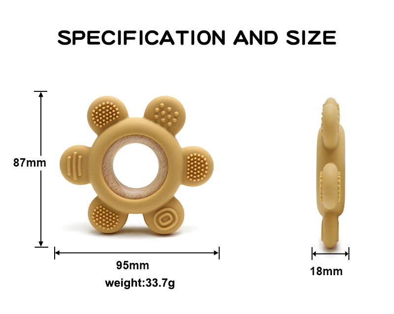 Color Kids 1PC Silicone Teether Toy newborn Rudder Shape Wooden Teether Ring Baby Toys BPA Free Molar Stick Baby Accessories