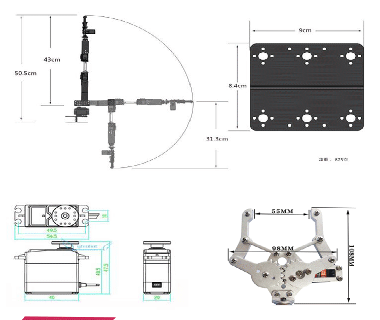 6 DOF Robotics Kit Educational Robot Manipulator Metal Alloy Arduino Arm Servo MG996 for Arduino Robot DIY Kit Programmable Kit