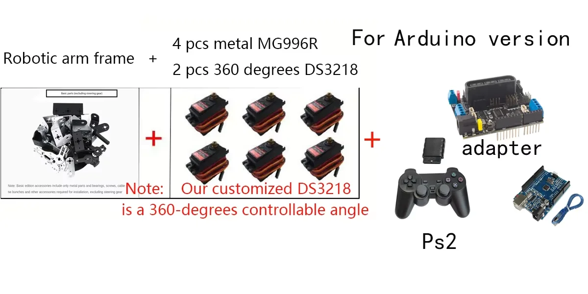 6 DOF Robotics Kit Educational Robot Manipulator Metal Alloy Arduino Arm Servo MG996 for Arduino Robot DIY Kit Programmable Kit