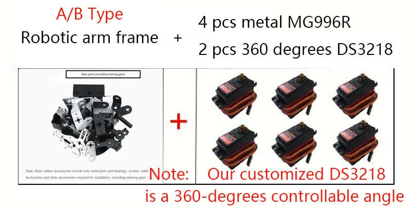 6 DOF Robotics Kit Educational Robot Manipulator Metal Alloy Arduino Arm Servo MG996 for Arduino Robot DIY Kit Programmable Kit