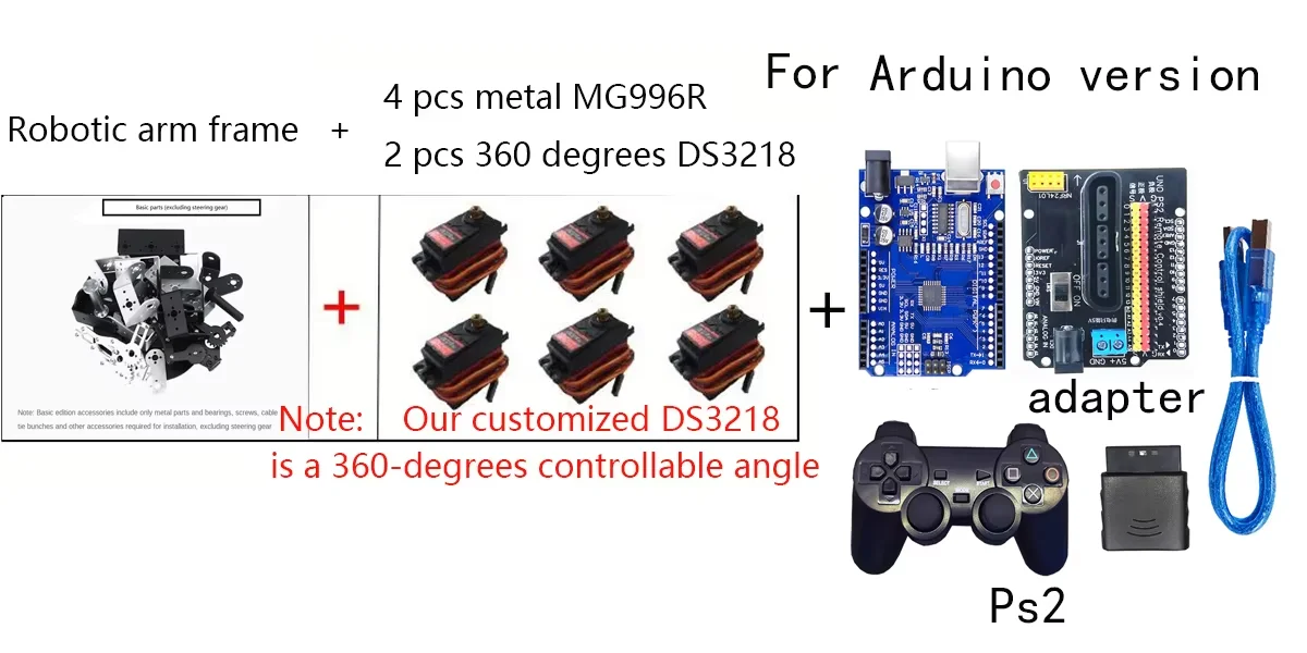 6 DOF Robotics Kit Educational Robot Manipulator Metal Alloy Arduino Arm Servo MG996 for Arduino Robot DIY Kit Programmable Kit