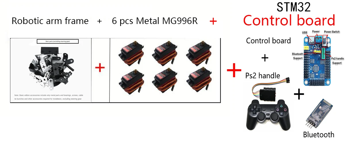 6 DOF Robotics Kit Educational Robot Manipulator Metal Alloy Arduino Arm Servo MG996 for Arduino Robot DIY Kit Programmable Kit