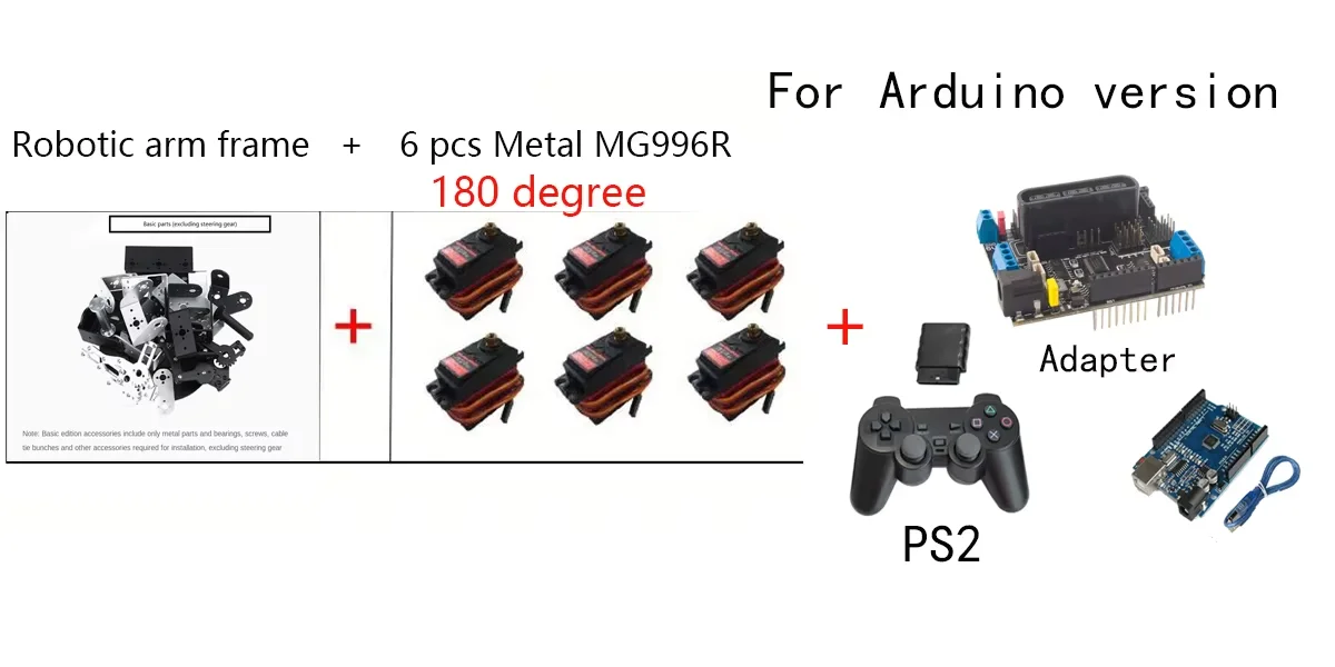 6 DOF Robotics Kit Educational Robot Manipulator Metal Alloy Arduino Arm Servo MG996 for Arduino Robot DIY Kit Programmable Kit