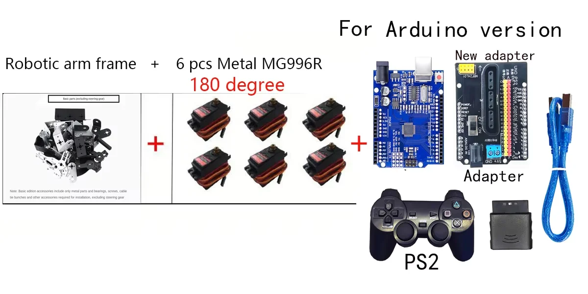 6 DOF Robotics Kit Educational Robot Manipulator Metal Alloy Arduino Arm Servo MG996 for Arduino Robot DIY Kit Programmable Kit