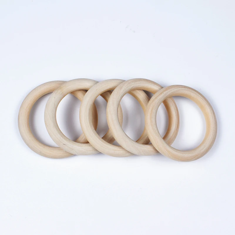 12-125mm Baby Natural Maple Wooden Teething Rings Teether Handmade for Necklace Bracelet DIY Crafts Wood Teether BPA Free