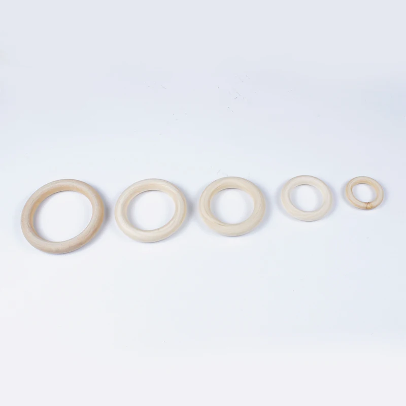 12-125mm Baby Natural Maple Wooden Teething Rings Teether Handmade for Necklace Bracelet DIY Crafts Wood Teether BPA Free