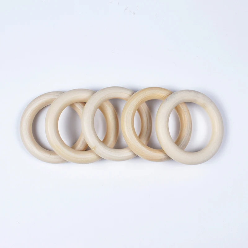 12-125mm Baby Natural Maple Wooden Teething Rings Teether Handmade for Necklace Bracelet DIY Crafts Wood Teether BPA Free