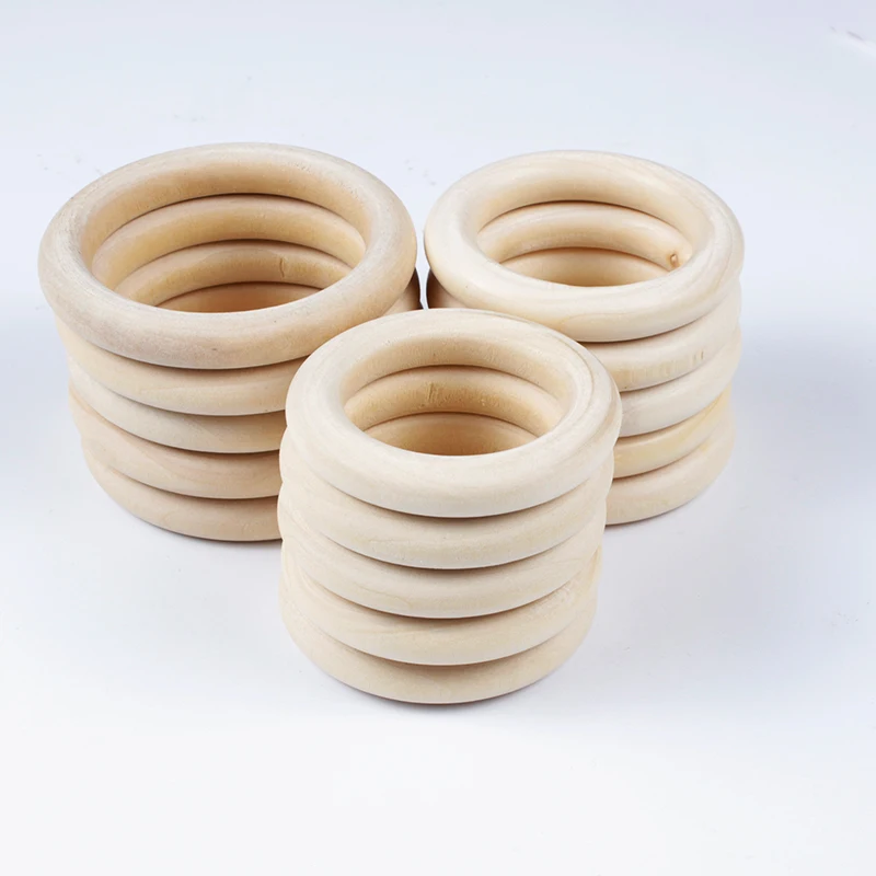12-125mm Baby Natural Maple Wooden Teething Rings Teether Handmade for Necklace Bracelet DIY Crafts Wood Teether BPA Free