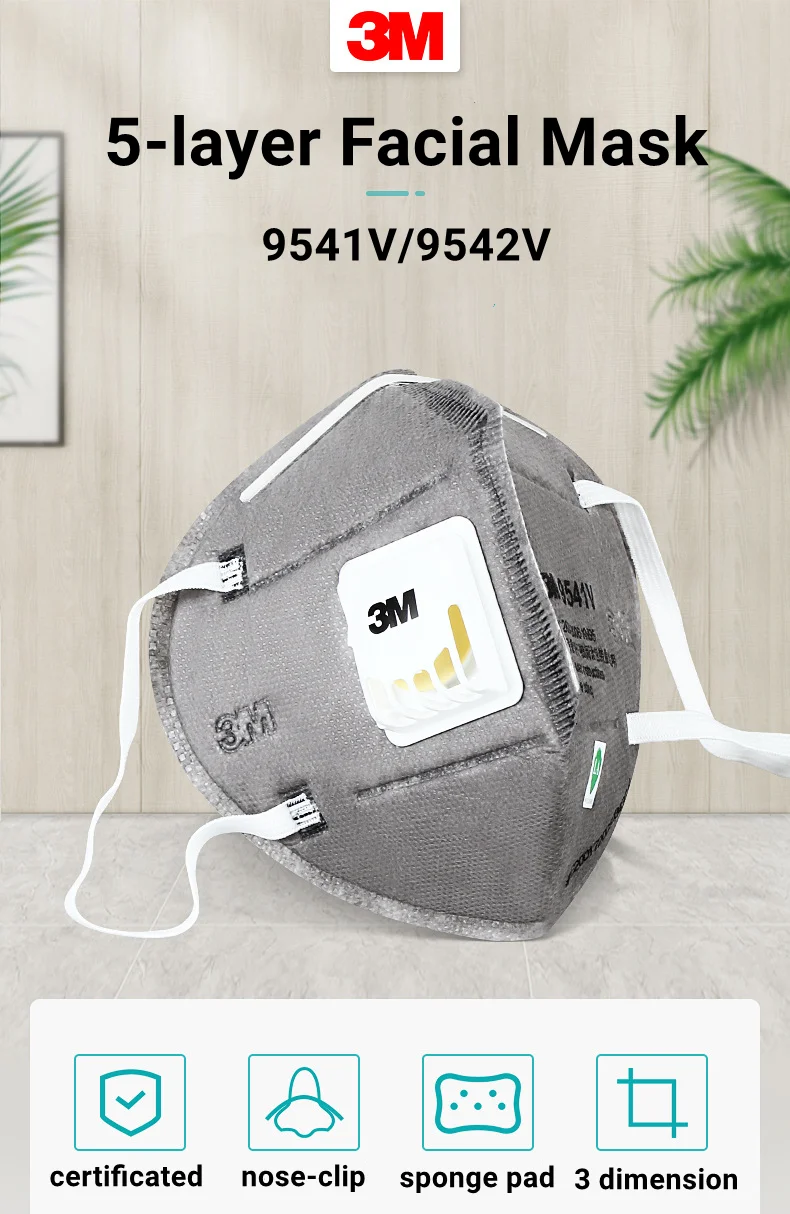 3M Mask 9541V/9542V Reusable Approved Mascarilla Valve Organic KN95 Gas Safety Individual Package Face Mask Mascarillas In Stock