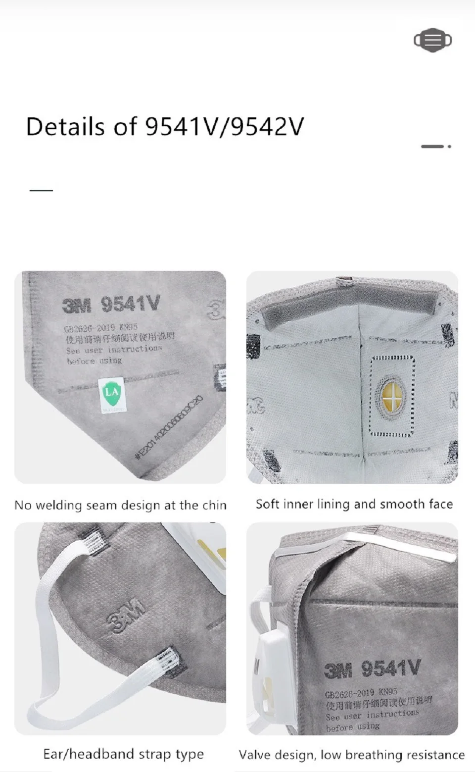 3M Mask 9541V/9542V Reusable Approved Mascarilla Valve Organic KN95 Gas Safety Individual Package Face Mask Mascarillas In Stock