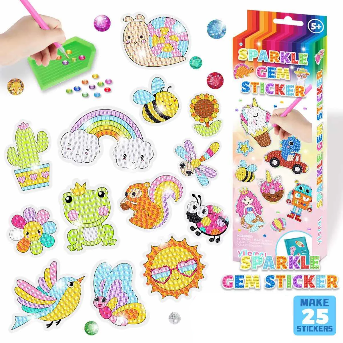 Good Quality GEM 5D Diamond Painting Stickers Kit Kids Handmade With DIY Painting Tools Cute Art Crafts Toys for Children Gifts