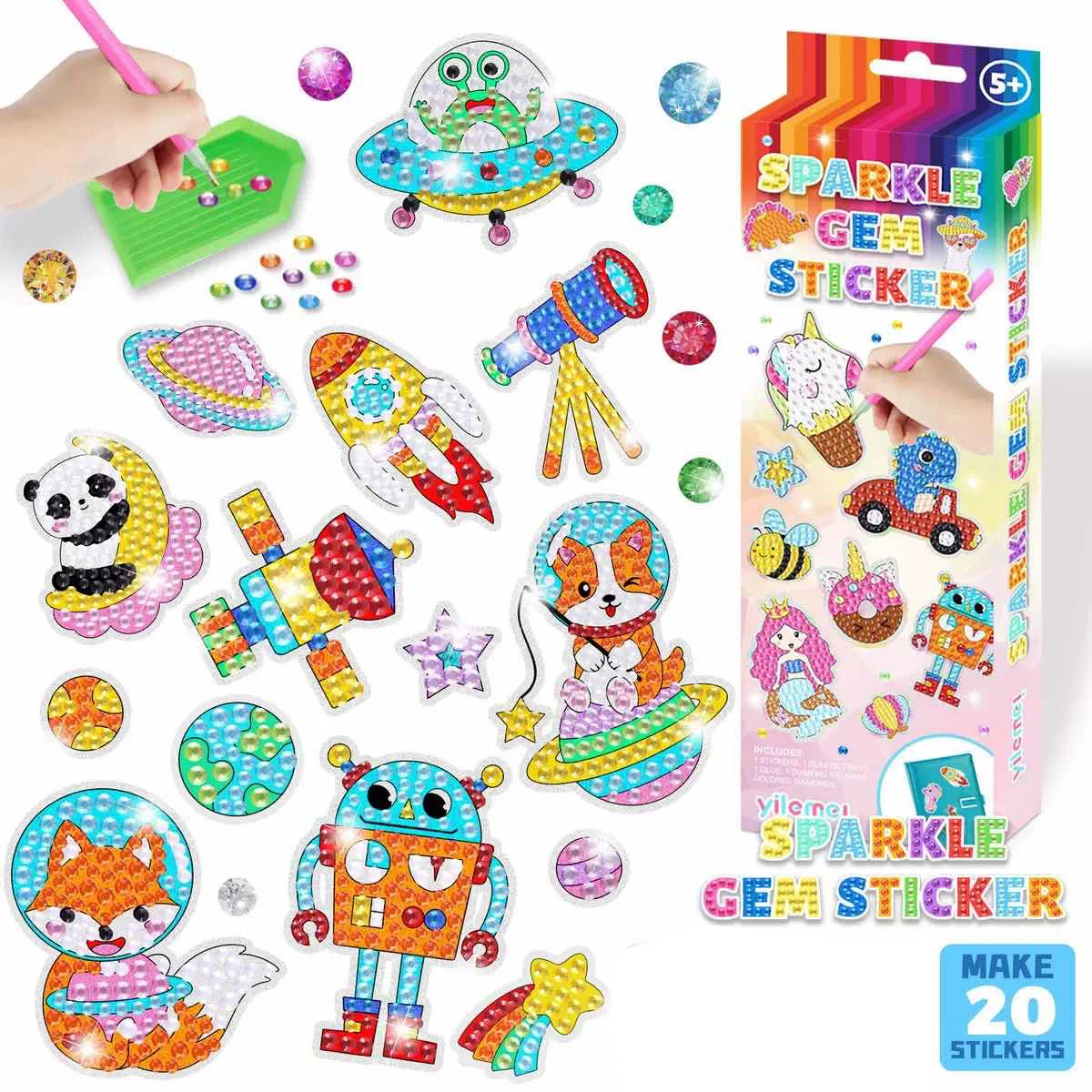 Good Quality GEM 5D Diamond Painting Stickers Kit Kids Handmade With DIY Painting Tools Cute Art Crafts Toys for Children Gifts