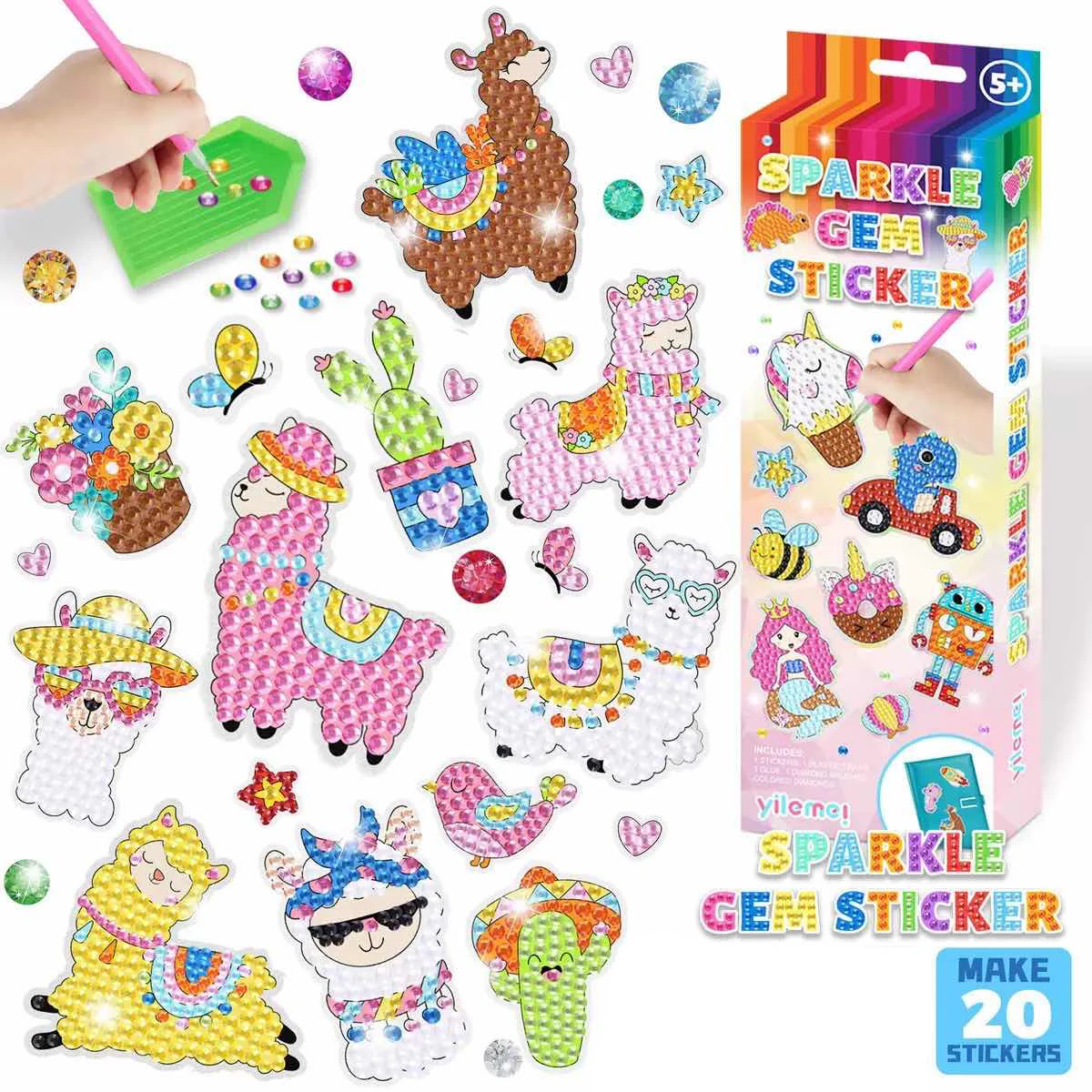 Good Quality GEM 5D Diamond Painting Stickers Kit Kids Handmade With DIY Painting Tools Cute Art Crafts Toys for Children Gifts