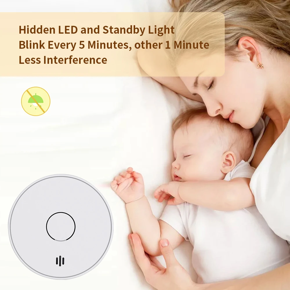 Wireless Interlinked Smoke Alarm 10 Years Battery Interconnected Smoke Detector with LED Indicator & Silence Button VS02F
