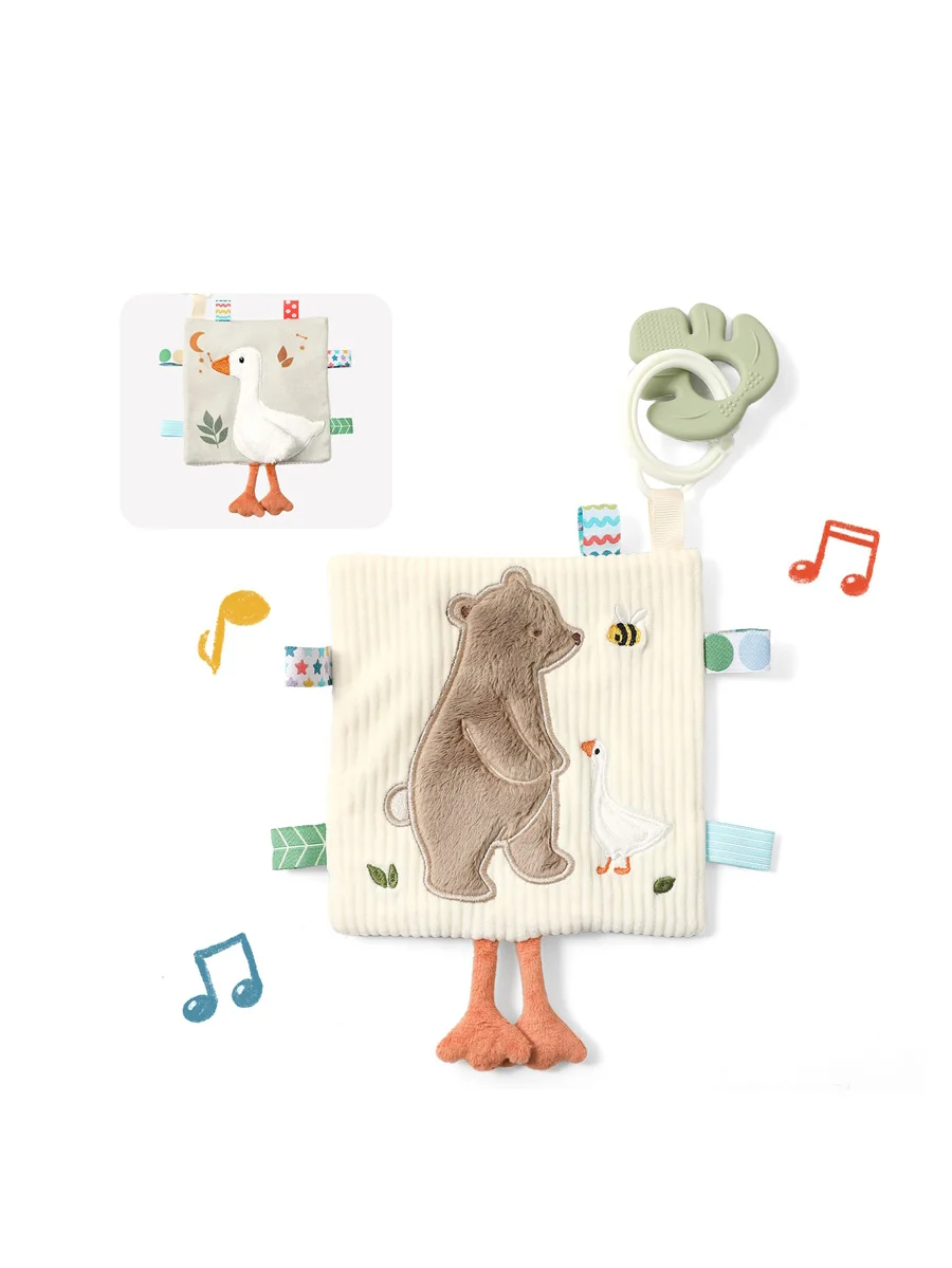 Infants Newborn Gift Soft Cotton Baby Sensory Toy Activity Cube Rattle Teething Book Mirror Crinkle Paper Early Development Toy