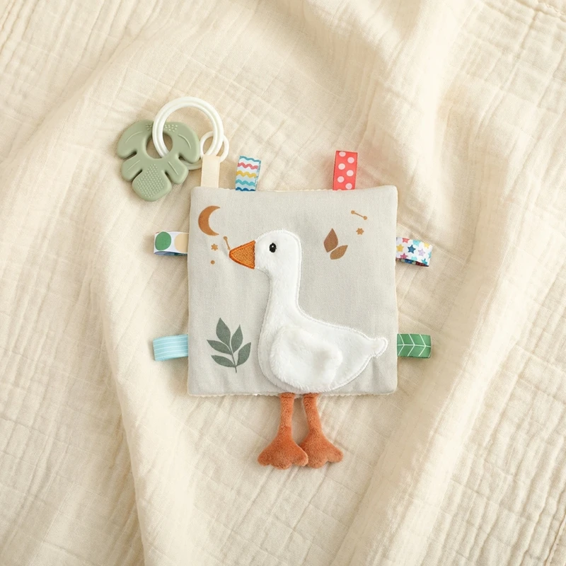 Infants Newborn Gift Soft Cotton Baby Sensory Toy Activity Cube Rattle Teething Book Mirror Crinkle Paper Early Development Toy