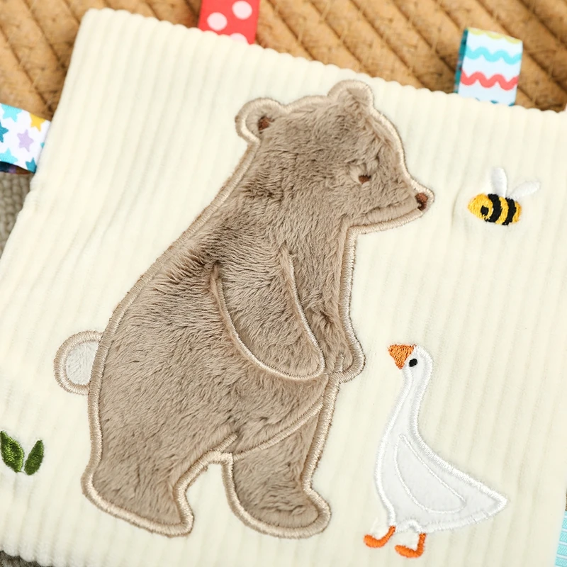 Infants Newborn Gift Soft Cotton Baby Sensory Toy Activity Cube Rattle Teething Book Mirror Crinkle Paper Early Development Toy