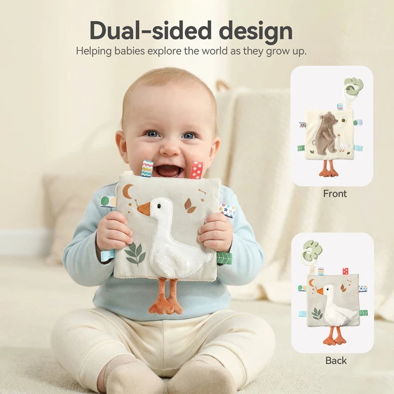 Infants Newborn Gift Soft Cotton Baby Sensory Toy Activity Cube Rattle Teething Book Mirror Crinkle Paper Early Development Toy