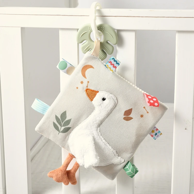 Infants Newborn Gift Soft Cotton Baby Sensory Toy Activity Cube Rattle Teething Book Mirror Crinkle Paper Early Development Toy