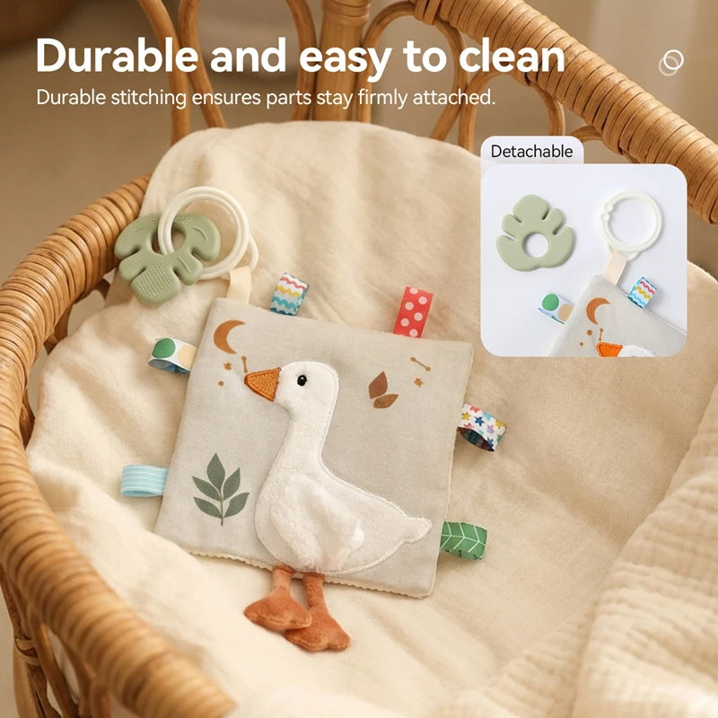 Infants Newborn Gift Soft Cotton Baby Sensory Toy Activity Cube Rattle Teething Book Mirror Crinkle Paper Early Development Toy