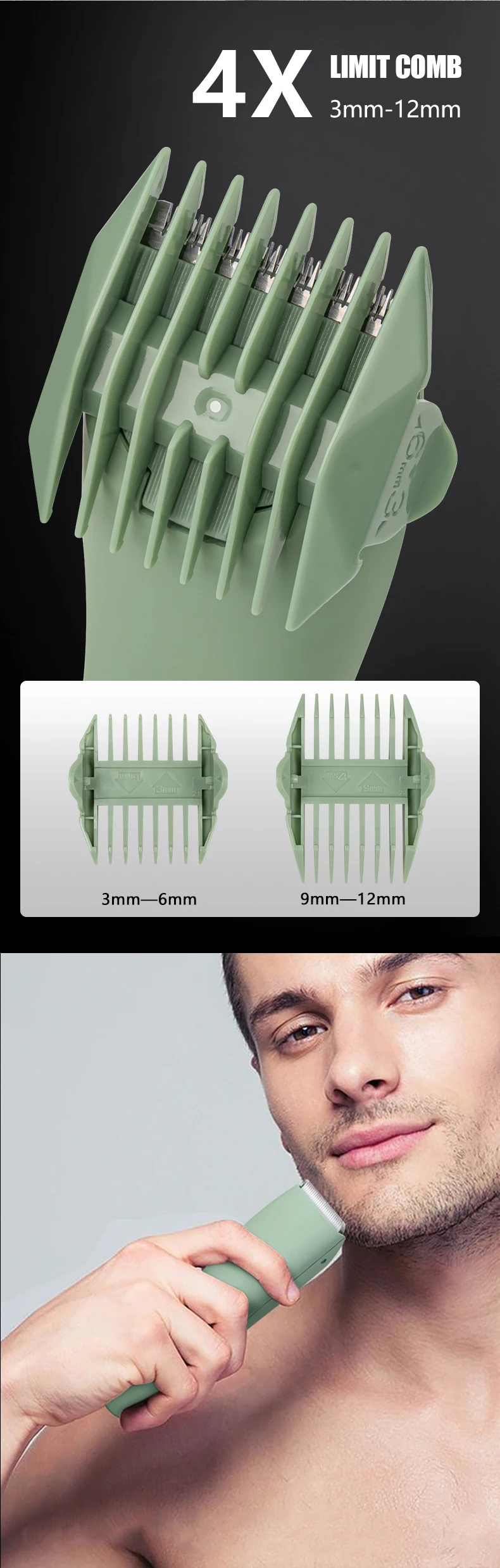 Body Hair Trimmer for Men Balls Waterproof Green Electric Shaver Trimmer Machine for Man Shaving Groin Trimmers Sensitive Areas