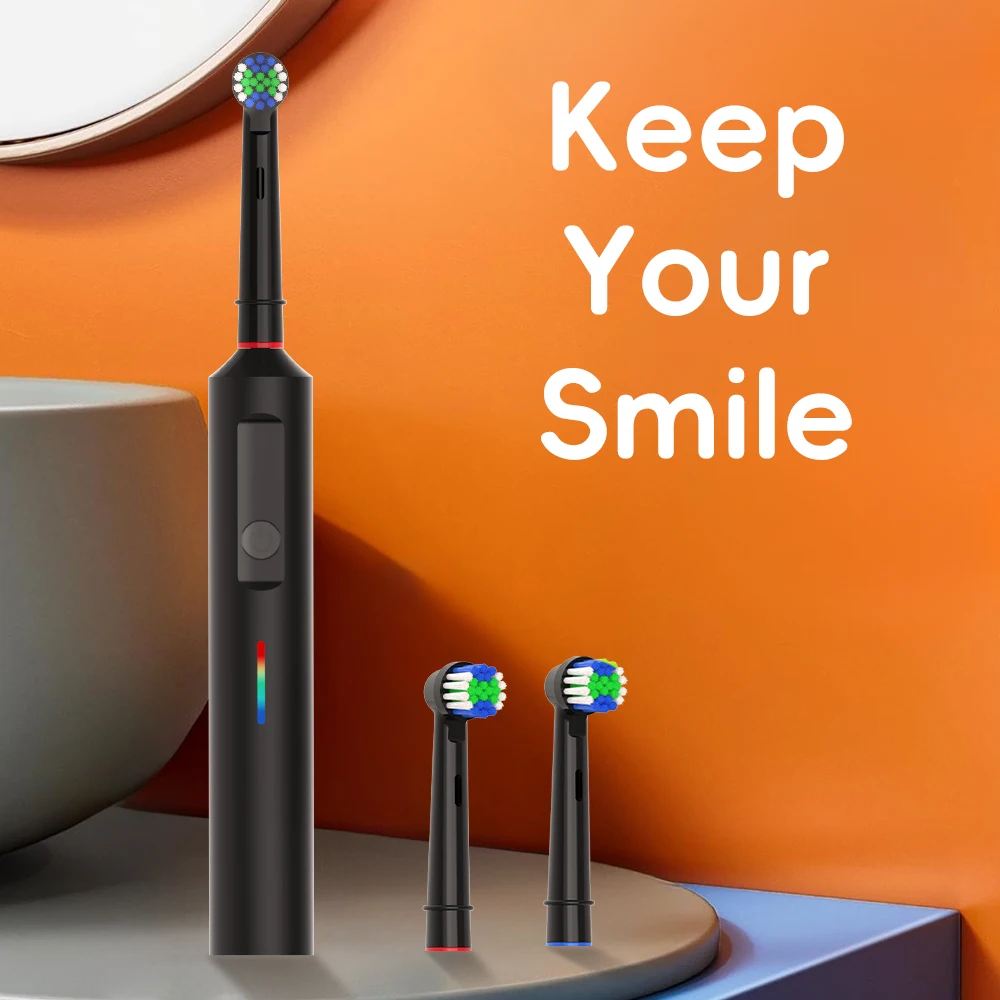 Intelligent Rotating Electric Toothbrush, Rechargeable Rotary Toothbrush Compatible with Oral B Replacement Electric Brush Heads