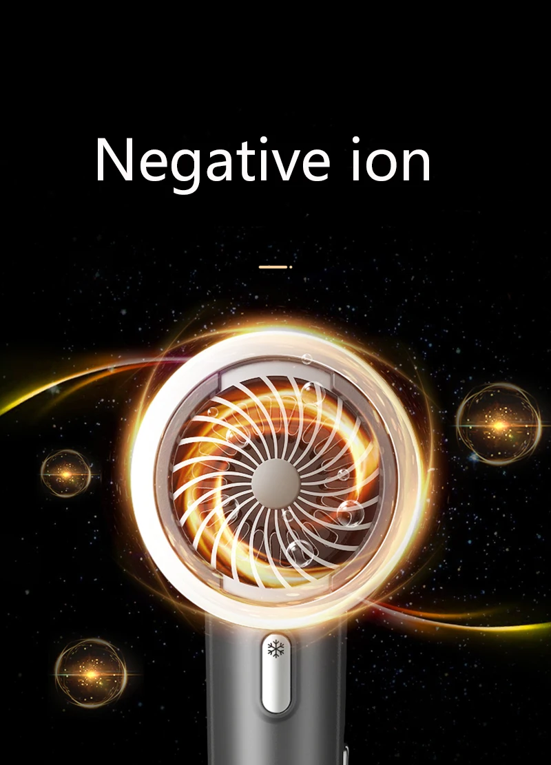 Low Noise Cold and Hot Negative Ion Hair Dryer Intelligent Temperature Adjustable Quick Drying Leafless Hair Dryer