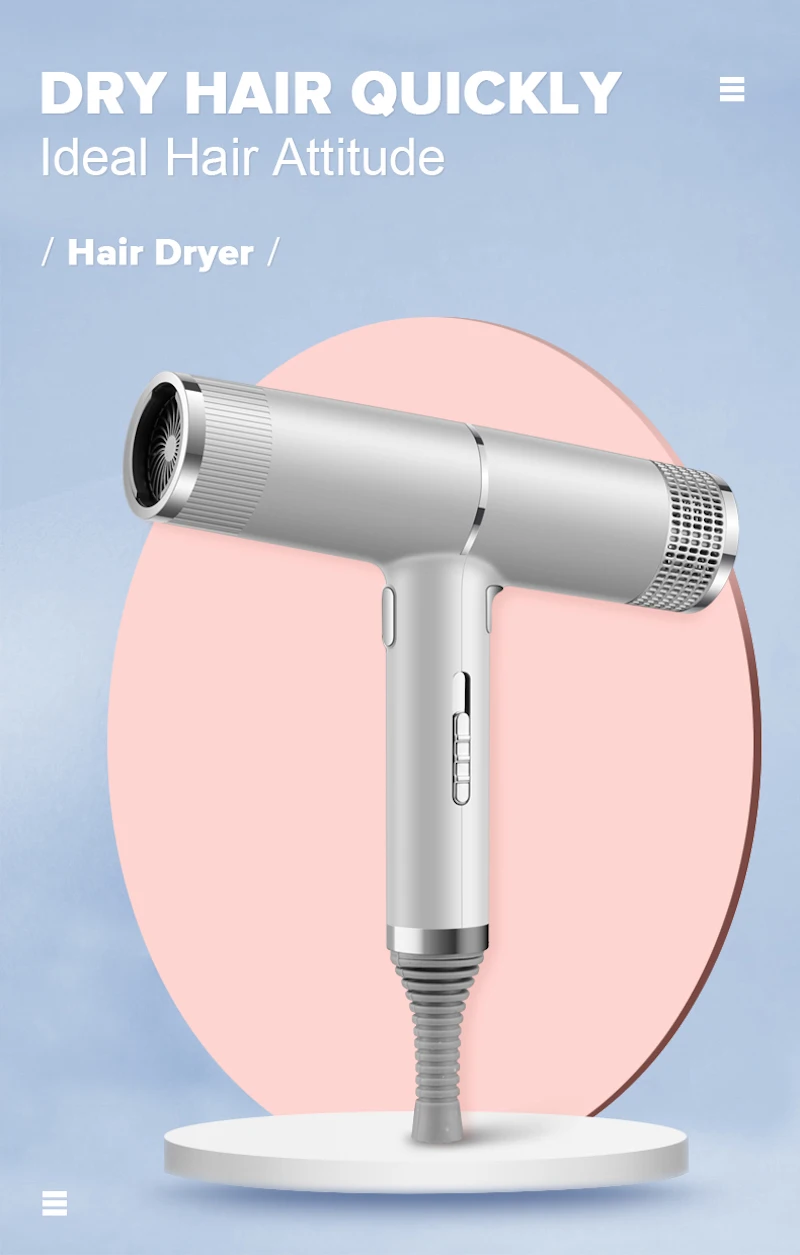 Low Noise Cold and Hot Negative Ion Hair Dryer Intelligent Temperature Adjustable Quick Drying Leafless Hair Dryer