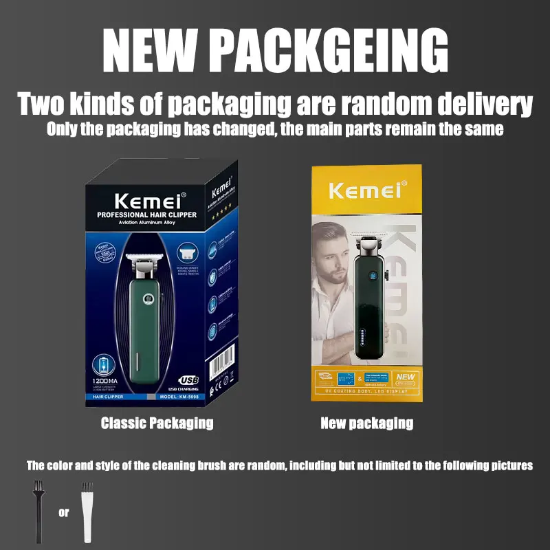 New Design Rechargeable Hair Clippers Kemei KM-5098 USB Mini Professional Beard Trimmer And Hair Clipper For Men