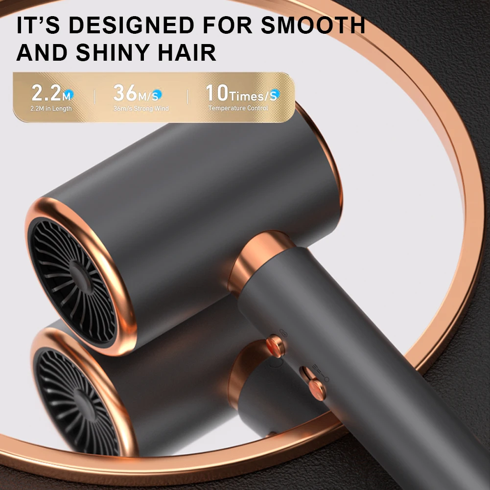 Negative Ion Blow Dryer 3rd Gear Professional Hair Dryer with Hot Cold Wind Air Brush Function Strong Power Salon Tool