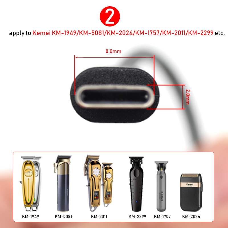 Original USB Power Charger Cable for Kemei 1986PG 1949 2028 2026 Professional Hair Clipper Hair Trimmer Machine Accessories