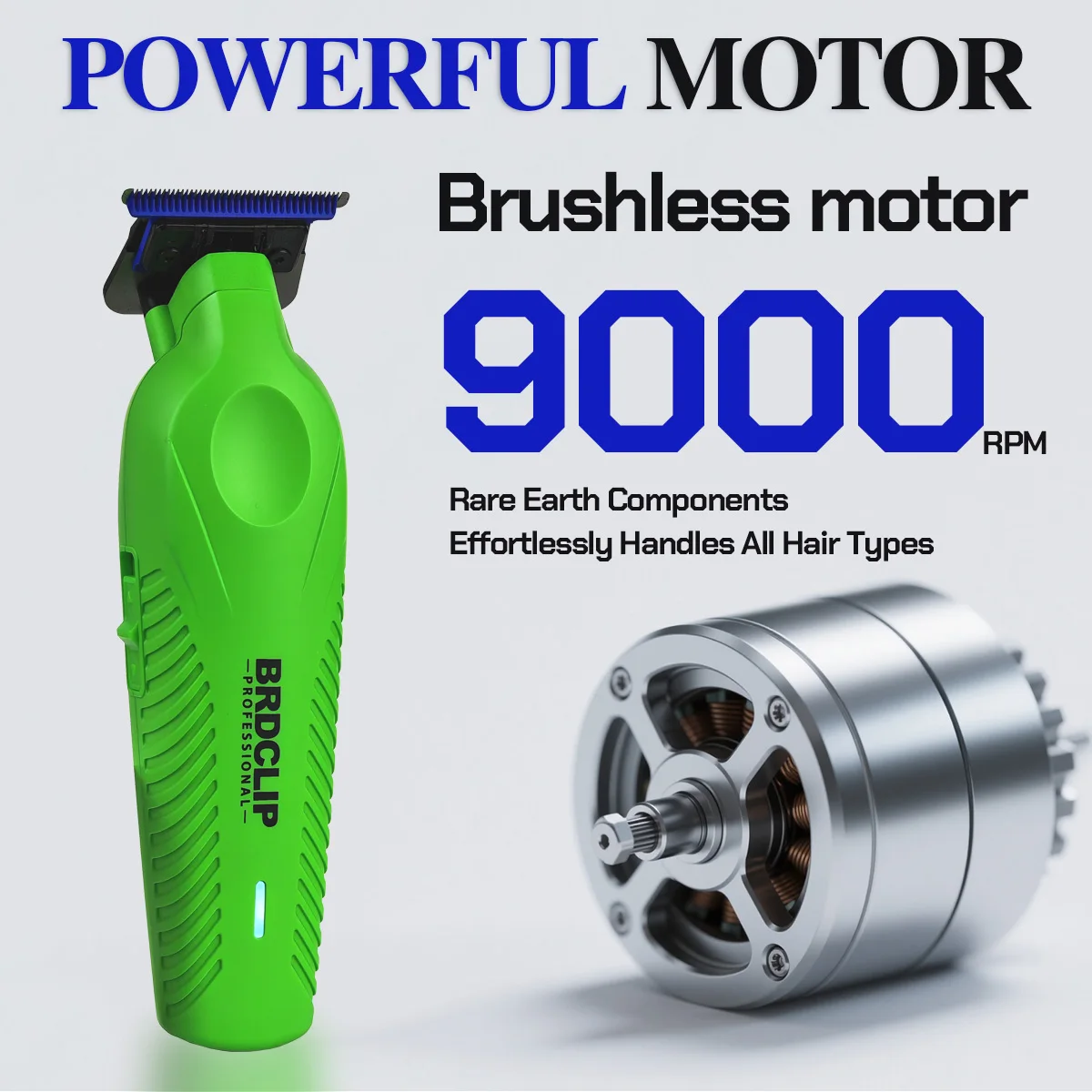 BRDCLIP BRD9615 9000PRM Professional Men's Hair Trimmer Barber Finish Electric Clipper DLC Blue Blade Hair Cutting Machine