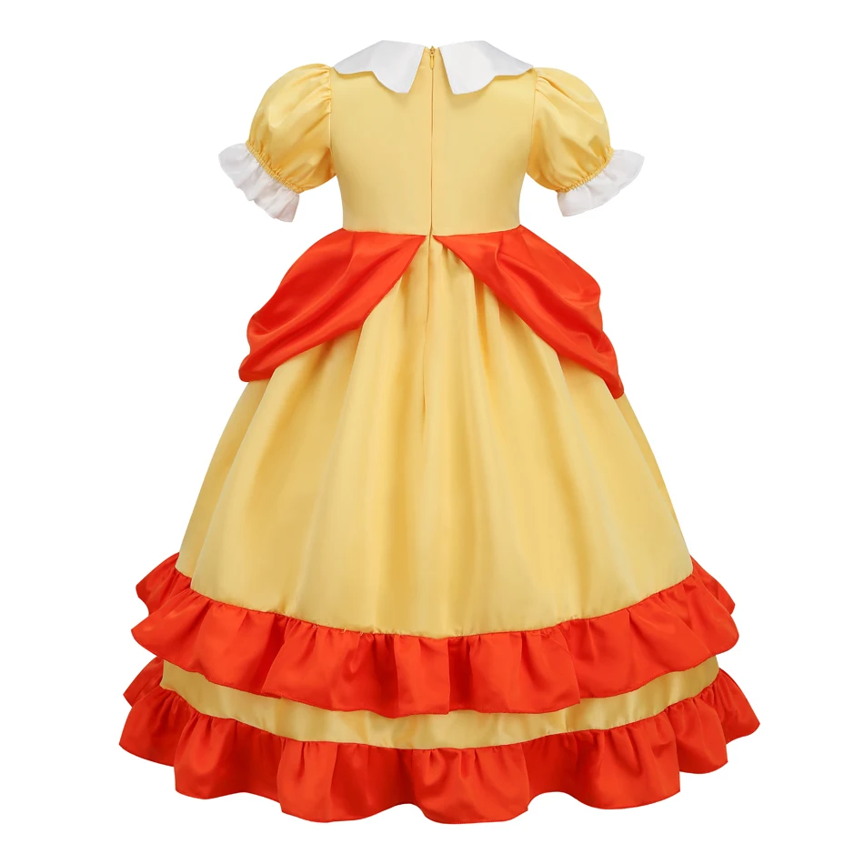 Peach Princess Dress Girl 2-10 Yrs Daisy Cosplay Costume Rosalina Dress Up Clothes Children Birthday Theme Party Carnival Outfit