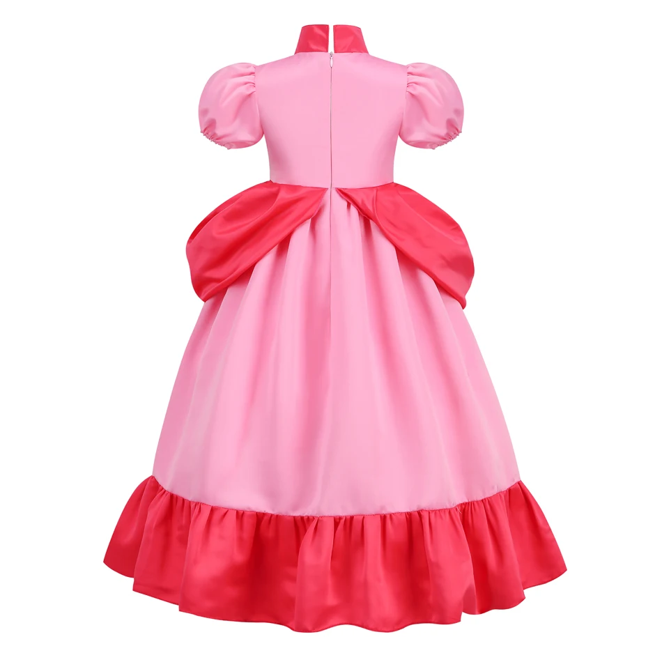 Peach Princess Dress Girl 2-10 Yrs Daisy Cosplay Costume Rosalina Dress Up Clothes Children Birthday Theme Party Carnival Outfit