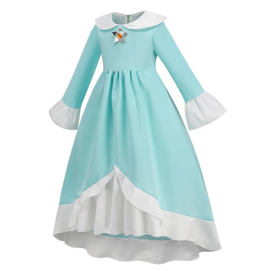 Peach Princess Dress Girl 2-10 Yrs Daisy Cosplay Costume Rosalina Dress Up Clothes Children Birthday Theme Party Carnival Outfit