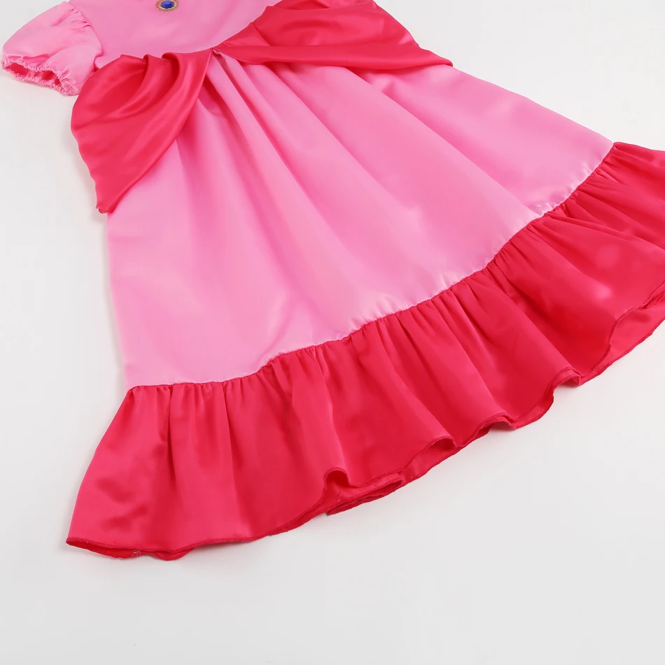 Peach Princess Dress Girl 2-10 Yrs Daisy Cosplay Costume Rosalina Dress Up Clothes Children Birthday Theme Party Carnival Outfit