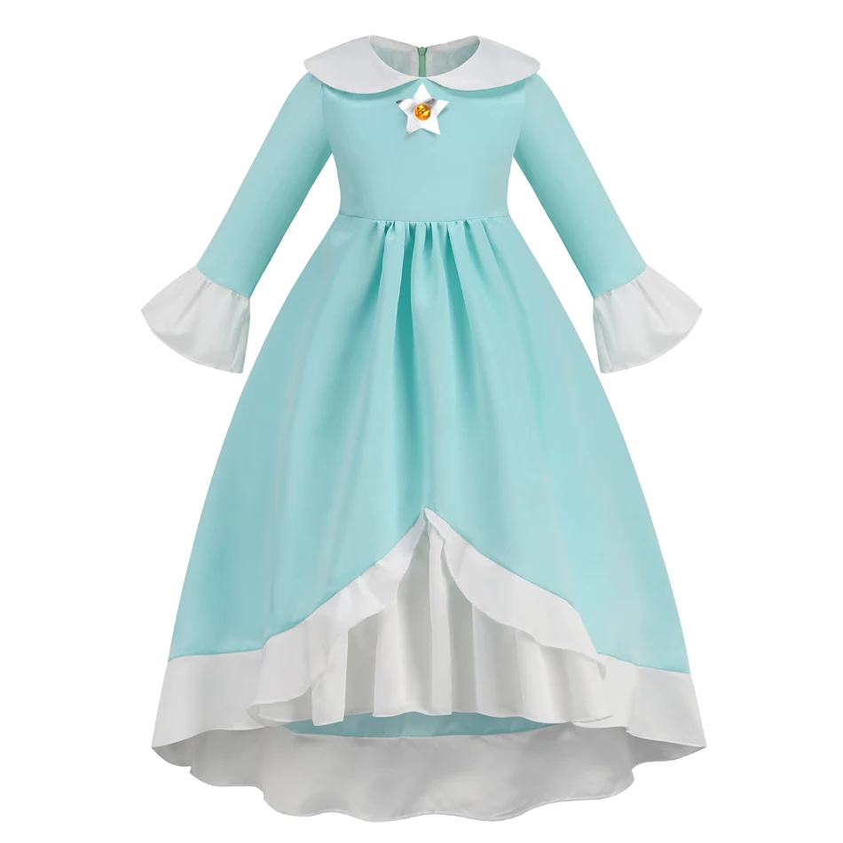 Peach Princess Dress Girl 2-10 Yrs Daisy Cosplay Costume Rosalina Dress Up Clothes Children Birthday Theme Party Carnival Outfit