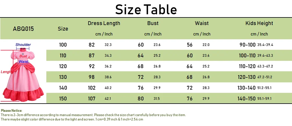 Peach Princess Dress Girl 2-10 Yrs Daisy Cosplay Costume Rosalina Dress Up Clothes Children Birthday Theme Party Carnival Outfit
