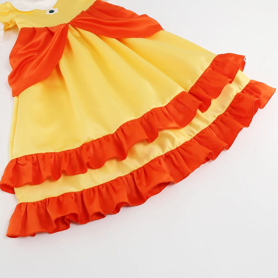 Peach Princess Dress Girl 2-10 Yrs Daisy Cosplay Costume Rosalina Dress Up Clothes Children Birthday Theme Party Carnival Outfit