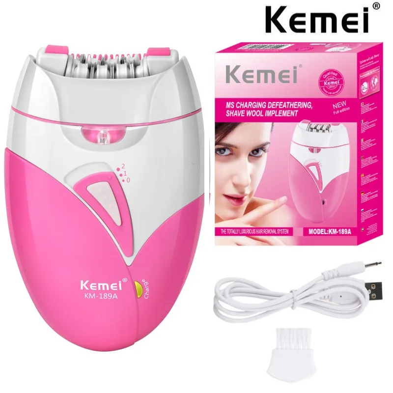 Kemei 189A Women Painless Epilator Rechargeable Body Hair Removal Machine Electric Shaving Private Part Bikini Armpit Depilation