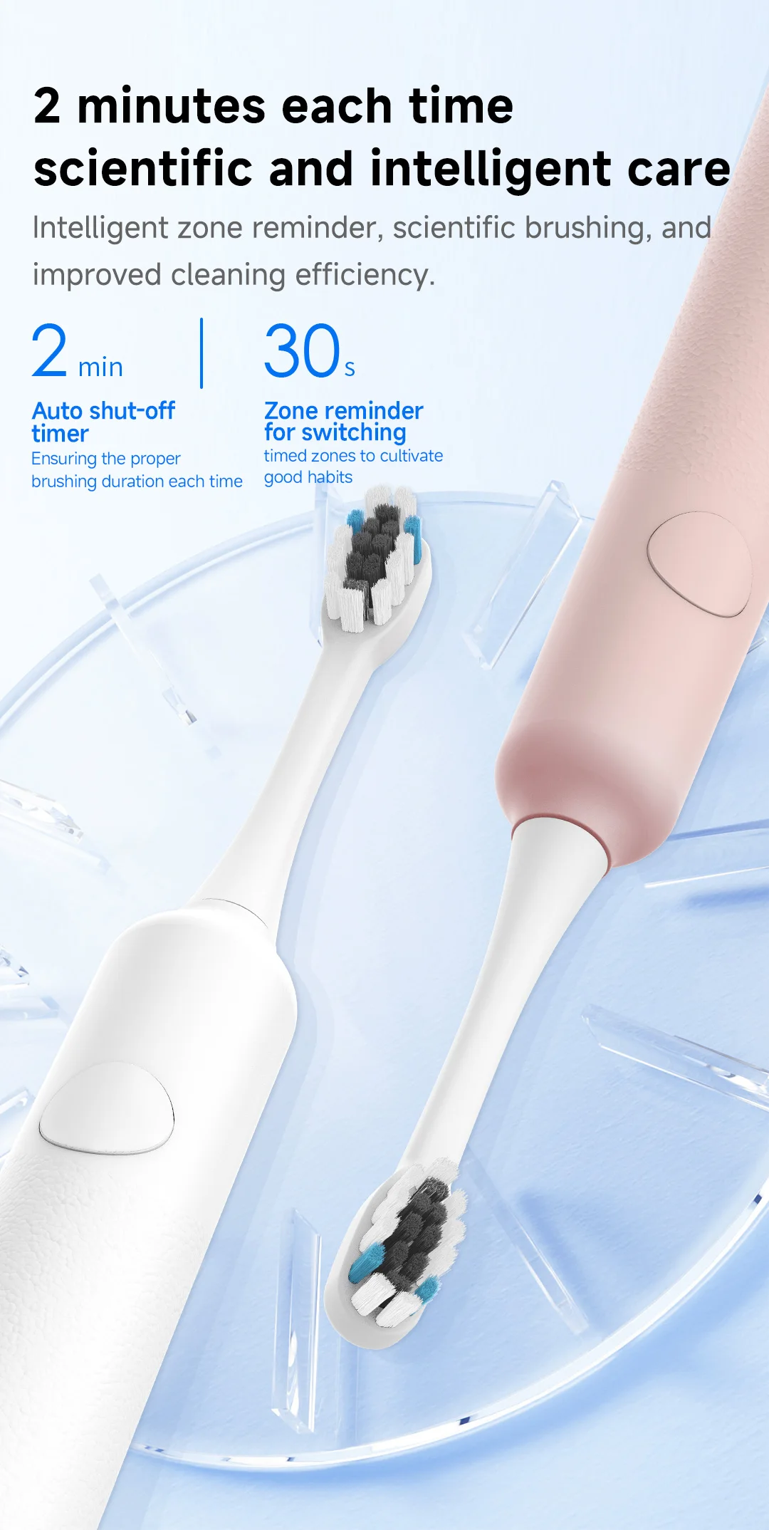 DOCOLAB Electric Toothbrush Sonic Vibration Brush 3-Gear Mode USB Charging IPX7 Waterproof Personal Care Appliances