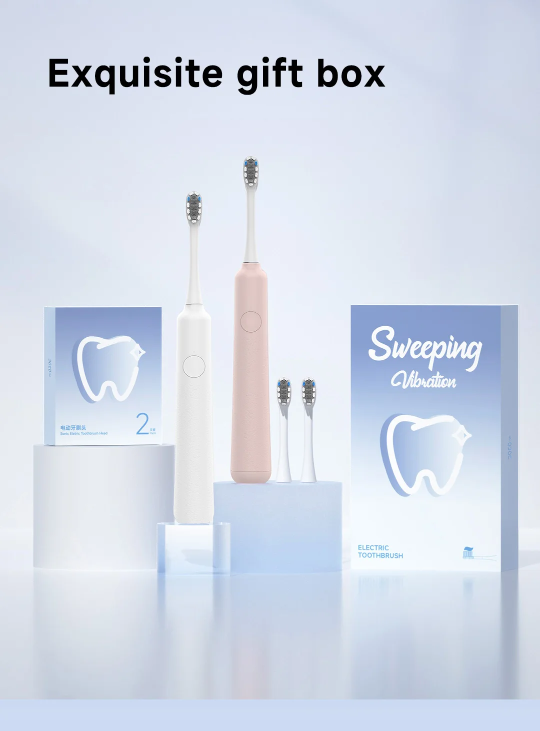 DOCOLAB Electric Toothbrush Sonic Vibration Brush 3-Gear Mode USB Charging IPX7 Waterproof Personal Care Appliances
