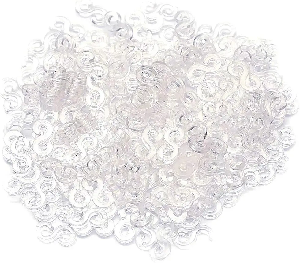 300Pcs S Clips Rubber Band Clips Plastic Connectors Refills Bracelet Loom Clips for Loom Bracelets Rubber Bands Refill Kit