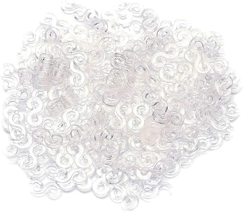 300Pcs S Clips Rubber Band Clips Plastic Connectors Refills Bracelet Loom Clips for Loom Bracelets Rubber Bands Refill Kit